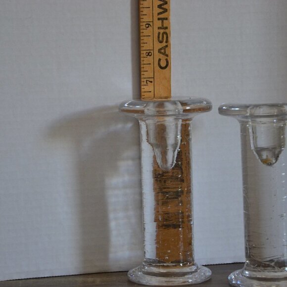 Vintage  Glass Pillar Candle Holders - Picture 6 of 6